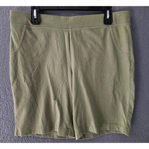 Women's White Stag Elastic Waist Shorts Size Large 12-14 Green Pull On Athletic - Picture 4 of 11